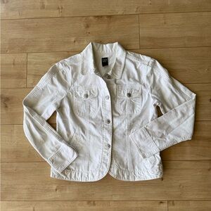 Gap White Denim Jacket Womens Medium Cotton Button Front Classic Jean Jacket